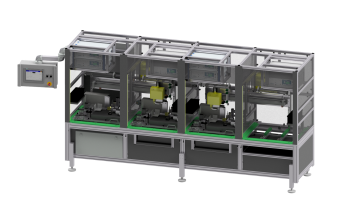 Leak and flow test station for activated carbon filters